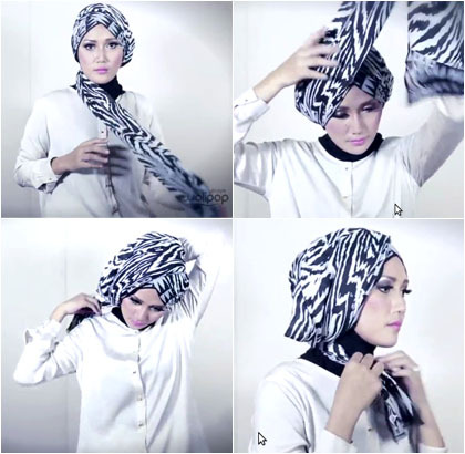 Hijab Tutorial: Simple Turban Style with Motif Scarf 