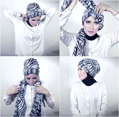 Hijab Tutorial: Simple Turban Style with Motif Scarf 